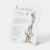 Oerwoud Safari Dieren Late Night Luiers Reclamebord Met Voetstuk (Voorkant)