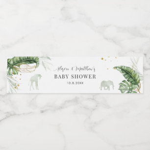 Oerwoud Safari Dieren Natuur Jongen Baby shower Waterfles Etiket