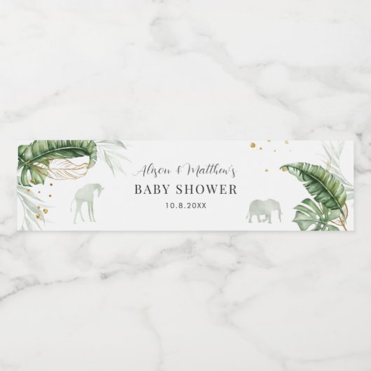 Oerwoud Safari Dieren Natuur Jongen Baby shower Waterfles Etiket (Enkel label)