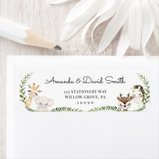 Oerwoud Safari Dieren Neutraal rijden op Baby show Etiket (Insitu)