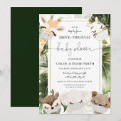 Oerwoud Safari Dieren Neutraal rijden op Baby show Kaart (Voorkant / Achterkant)