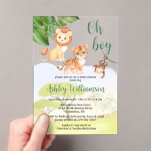 Oerwoud Safari Dieren Oh Boy Baby shower Acryl Uitnodigingen (Insitu (Draagbaar))