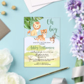 Oerwoud Safari Dieren Oh Boy Baby shower Acryl Uitnodigingen (Insitu (Huwelijk))