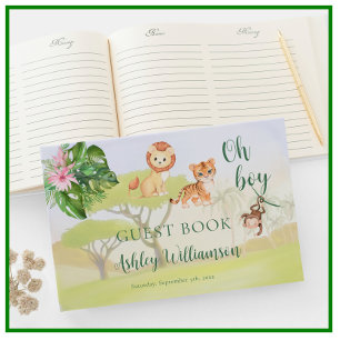 Oerwoud Safari Dieren Oh Boy Baby shower Gastenboek