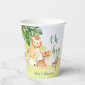 Oerwoud Safari Dieren Oh Boy Baby shower Papieren Bekers (Achterkant)