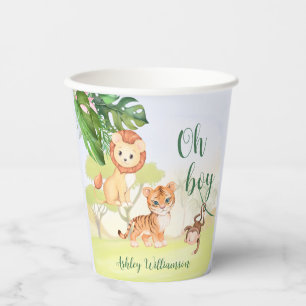 Oerwoud Safari Dieren Oh Boy Baby shower Papieren Bekers