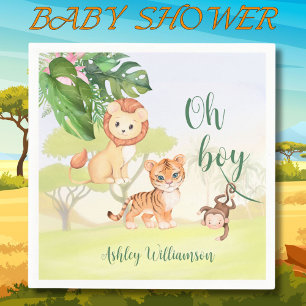 Oerwoud Safari Dieren Oh Boy Baby shower Servet