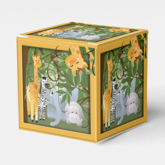 Oerwoud Safari Dieren Party Favor Box Bedankdoosjes (Voorkant Zijde)
