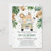 Oerwoud Safari Dieren rijden door Baby shower Kaart (Voorkant)