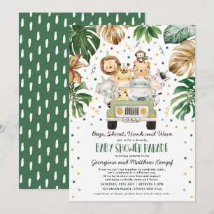 Oerwoud Safari Dieren rijden door Baby shower Kaart