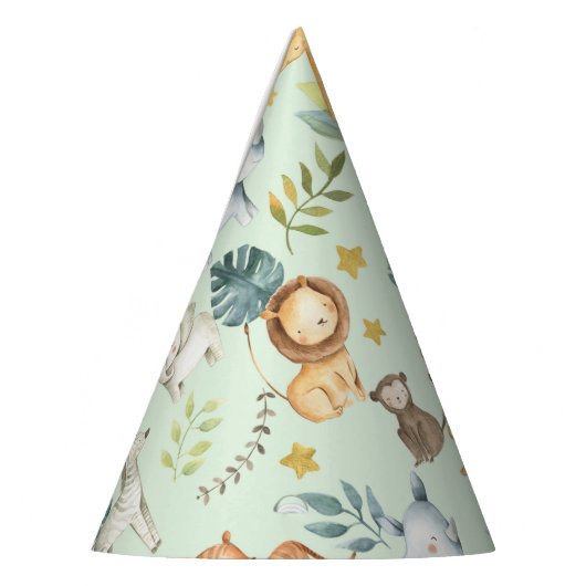 Oerwoud safari dieren schattige peuterjarige verja feesthoedjes (Links)