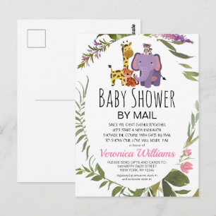 Oerwoud Safari Dieren tropisch Baby shower per pos Briefkaart