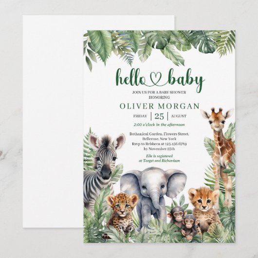 Oerwoud Safari Dieren tropisch groen loof Kaart (Voorkant / Achterkant)