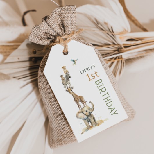 Oerwoud Safari Dieren Verjaardagsfeest Favoriet Ta Cadeaulabel