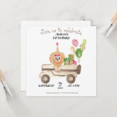 Oerwoud Safari Dieren Verjaardagsfeestuitnodiging Kaart (Voorkant / Achterkant in situ)