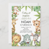 Oerwoud Safari Dieren Verjaardagsfeestuitnodiging Kaart (Voorkant)