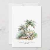 Oerwoud Safari Dieren Verticaal Baby shower Flat Bedankkaart (Achterkant)