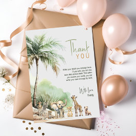 Oerwoud Safari Dieren Vertical Kids Verjaardag Bedankkaart