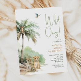 Oerwoud Safari Dieren "Wild Ones" Twin Birthday Kaart