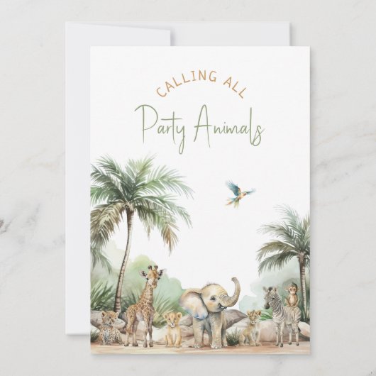 Oerwoud Safari Dieren "Wild Ones" Twin Birthday Kaart (Achterkant)