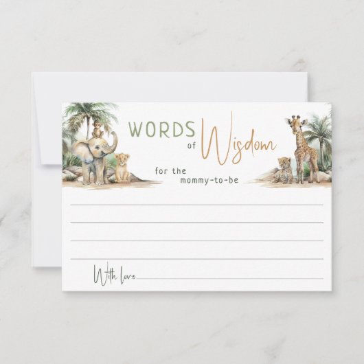 Oerwoud Safari Dieren Woorden van Wijsheid Kaart (Voorkant)