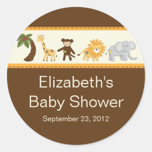 Oerwoud Safari Dierenneutraal Baby shower Ronde Sticker