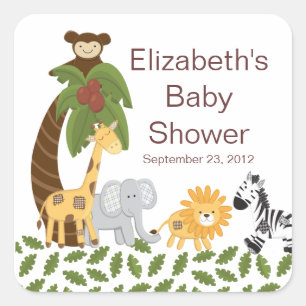 Oerwoud Safari Dierenneutraal Baby shower Vierkante Sticker