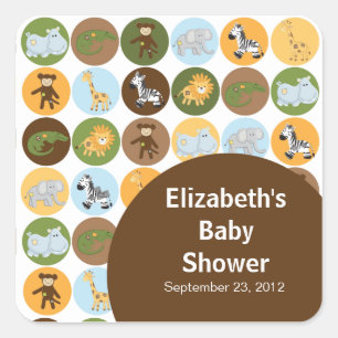 Oerwoud Safari Dierenneutraal Baby shower Vierkante Sticker