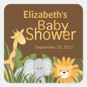 Oerwoud Safari Dierenneutraal Baby shower Vierkante Sticker