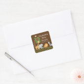 Oerwoud Safari Dierenneutraal Baby shower Vierkante Sticker (Envelop)