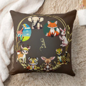 Oerwoud Safari Dierenrijk Donkere Bossen Monogram Kussen (Deken)
