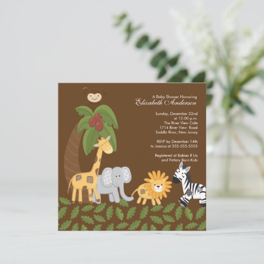 Oerwoud Safari Dierneutraal Baby shower Kaart (Staand voorkant)