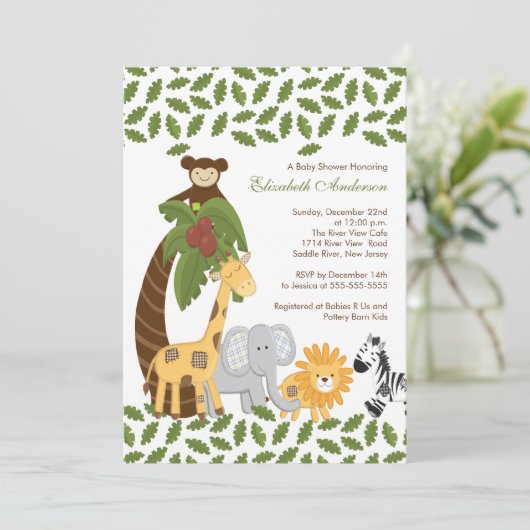 Oerwoud Safari Dierneutraal Baby shower Kaart (Staand voorkant)