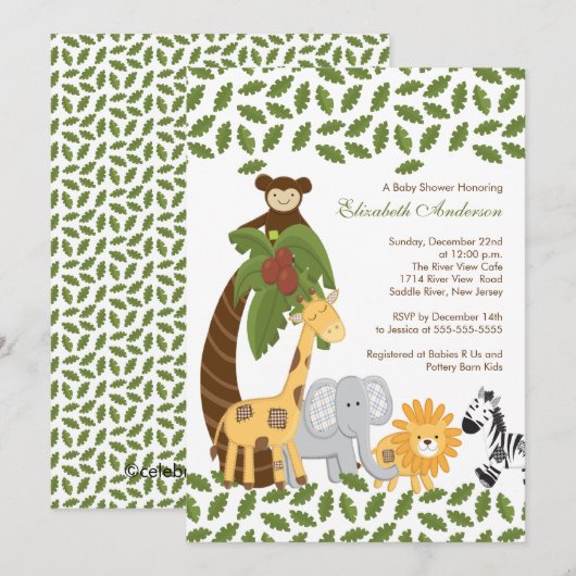 Oerwoud Safari Dierneutraal Baby shower Kaart (Voorkant / Achterkant)