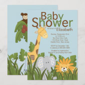 Oerwoud Safari Dierneutraal Baby shower Kaart (Voorkant / Achterkant)