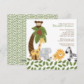 Oerwoud Safari Dierneutraal Baby shower Kaart (Voorkant / Achterkant)