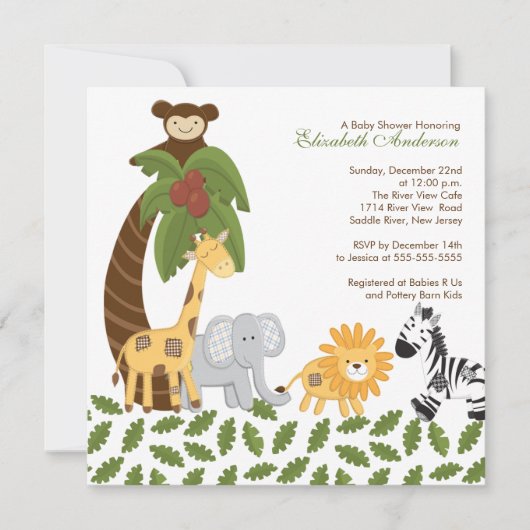 Oerwoud Safari Dierneutraal Baby shower Kaart (Voorkant)