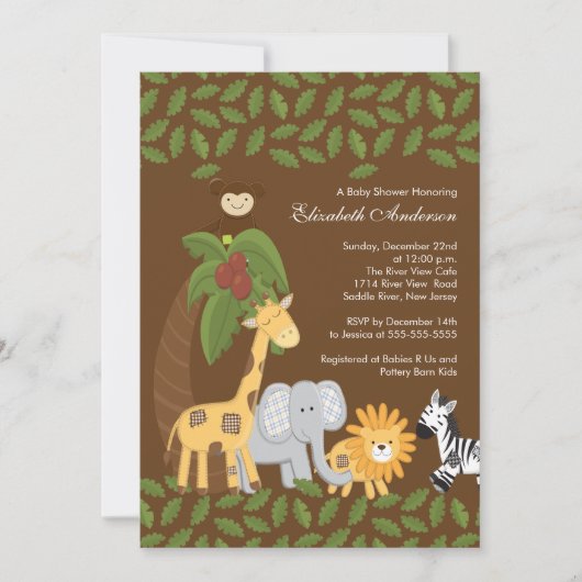 Oerwoud Safari Dierneutraal Baby shower Kaart (Voorkant)