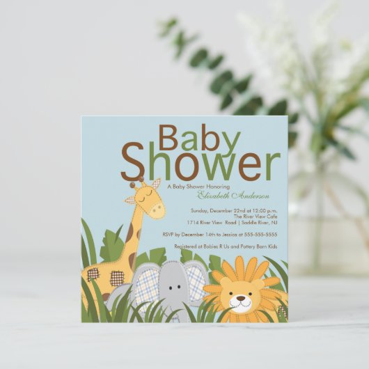 Oerwoud Safari Dierneutraal Baby shower Kaart (Staand voorkant)
