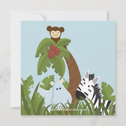 Oerwoud Safari Dierneutraal Baby shower Kaart (Achterkant)