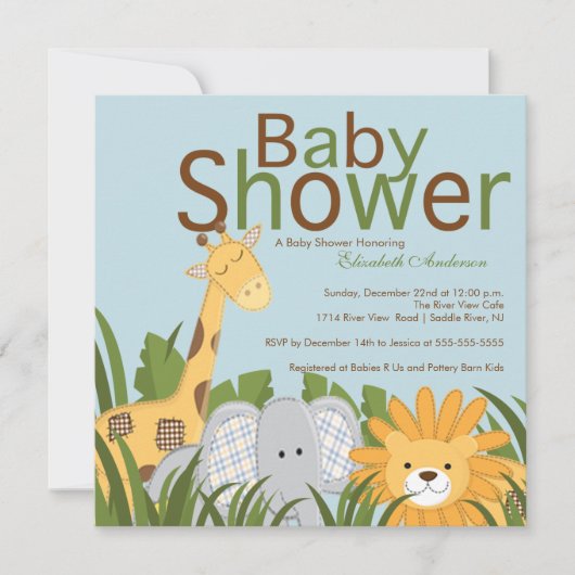 Oerwoud Safari Dierneutraal Baby shower Kaart (Voorkant)