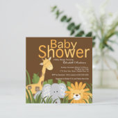 Oerwoud Safari Dierneutraal Baby shower Kaart (Staand voorkant)