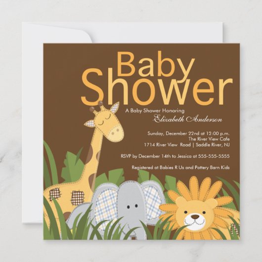 Oerwoud Safari Dierneutraal Baby shower Kaart (Voorkant)