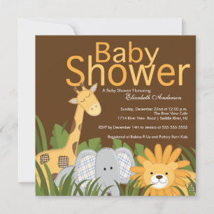 Oerwoud Safari Dierneutraal Baby shower Kaart