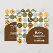 Oerwoud Safari Dierneutraal Baby shower Kaart (Voorkant / Achterkant)