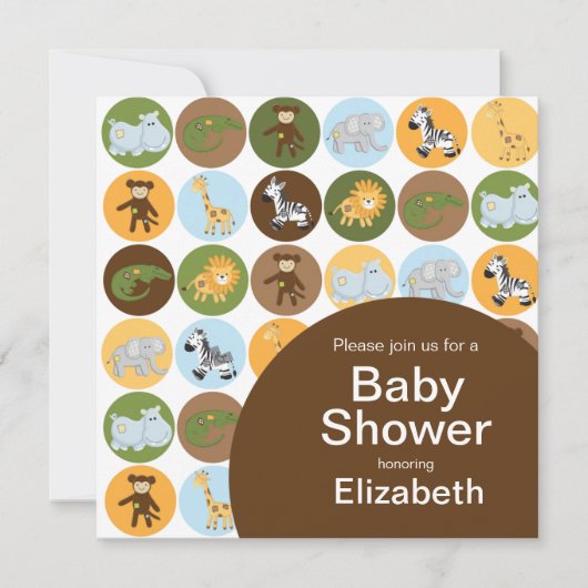Oerwoud Safari Dierneutraal Baby shower Kaart (Voorkant)