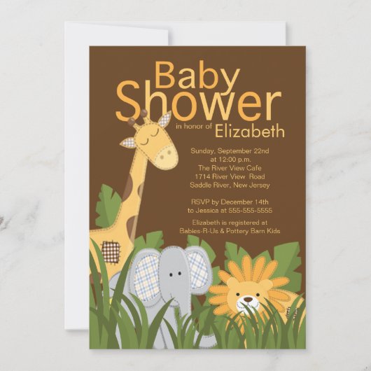 Oerwoud Safari Dierneutraal Baby shower Kaart (Voorkant)