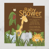 Oerwoud Safari Dierneutraal Baby shower Kaart (Voorkant / Achterkant)