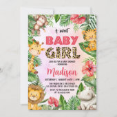 Oerwoud Safari Een lief baby meisje Baby shower Kaart (Voorkant)