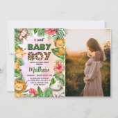 Oerwoud Safari Een lief babyboy Baby shower Foto Kaart (Voorkant)